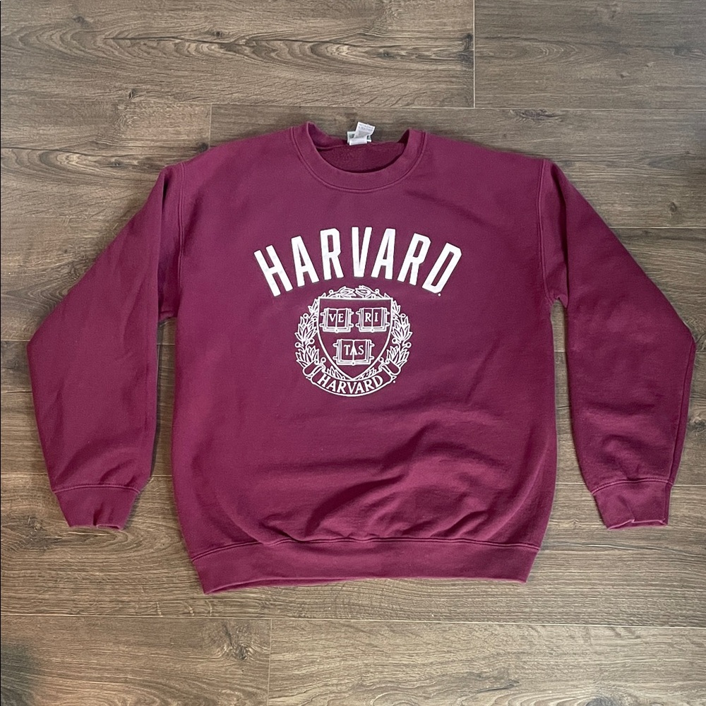 IvySport Harvard Maroon & White Crewneck Sweatshirt, Size Medium